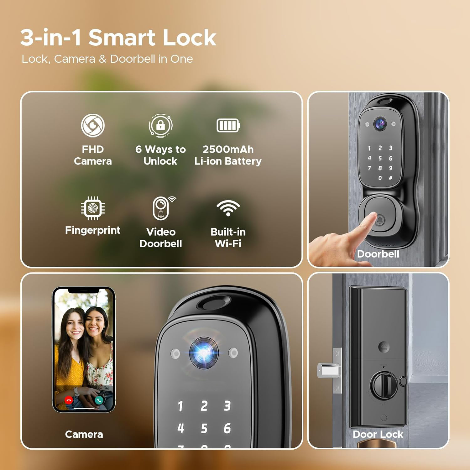 Tuya Wifi Smart Door Lock ‎Cam - Smart Door Lock ulasan dan harga