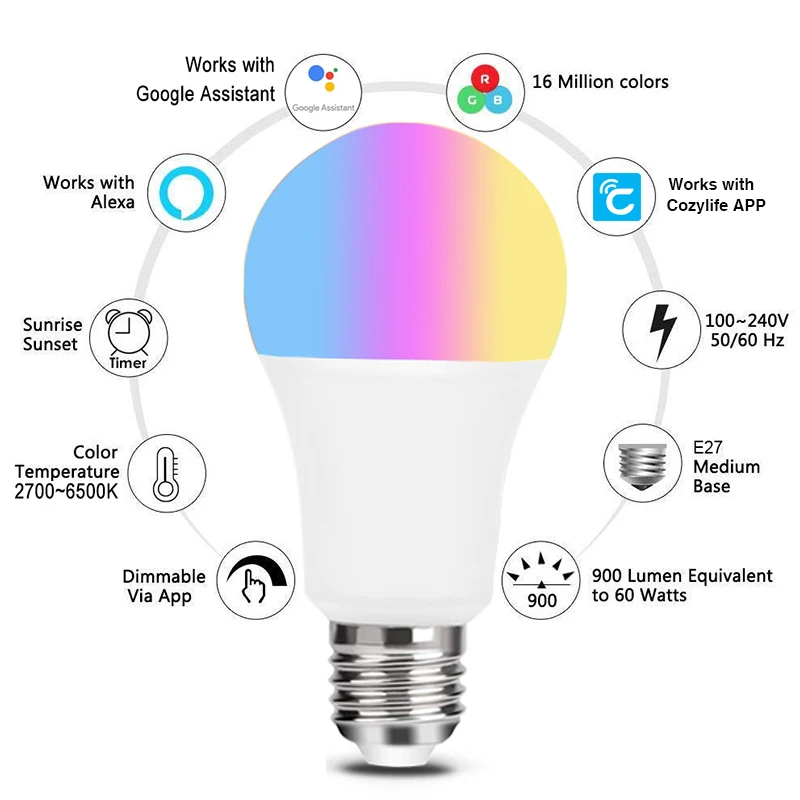 9W WiFi Homekit Light Lamp E27 - Wifi Led Dimmer ulasan dan harga