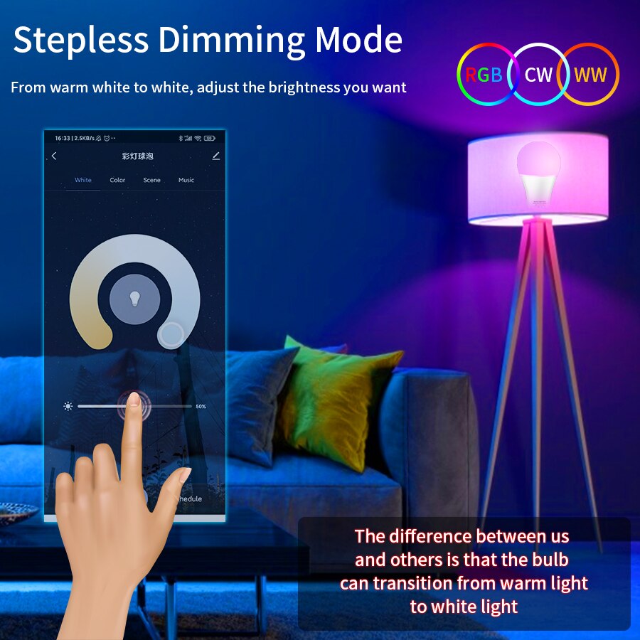 E27 WiFi Smart LED Bulb RGBCW  - Wifi Led Dimmer ulasan dan harga
